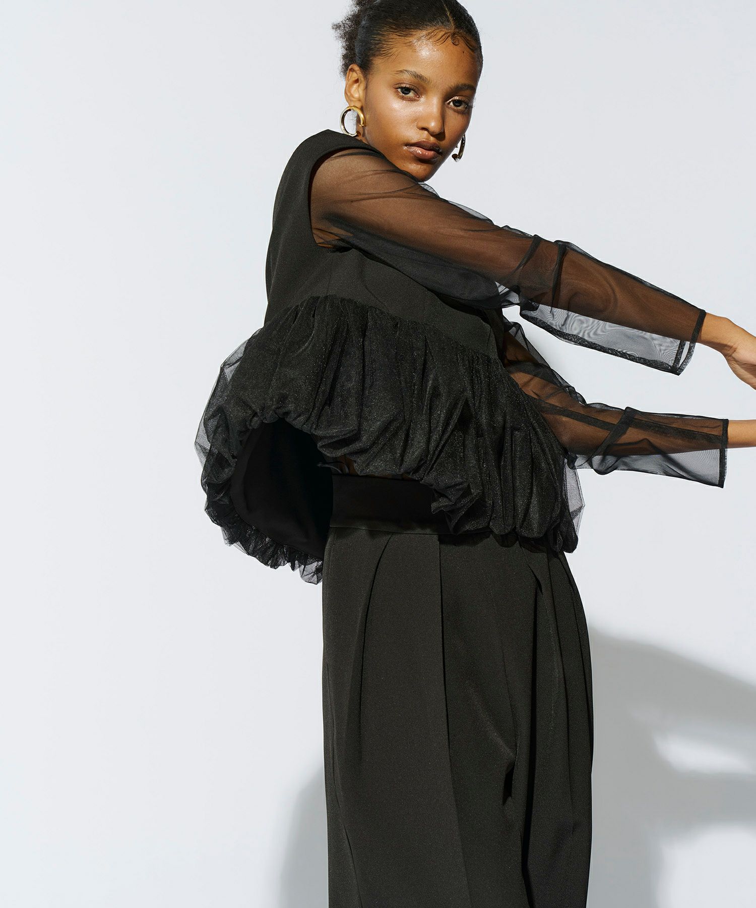 SET UP – Page 2 – M me eme エムミーエメ Ribbon peplum tulle knit set