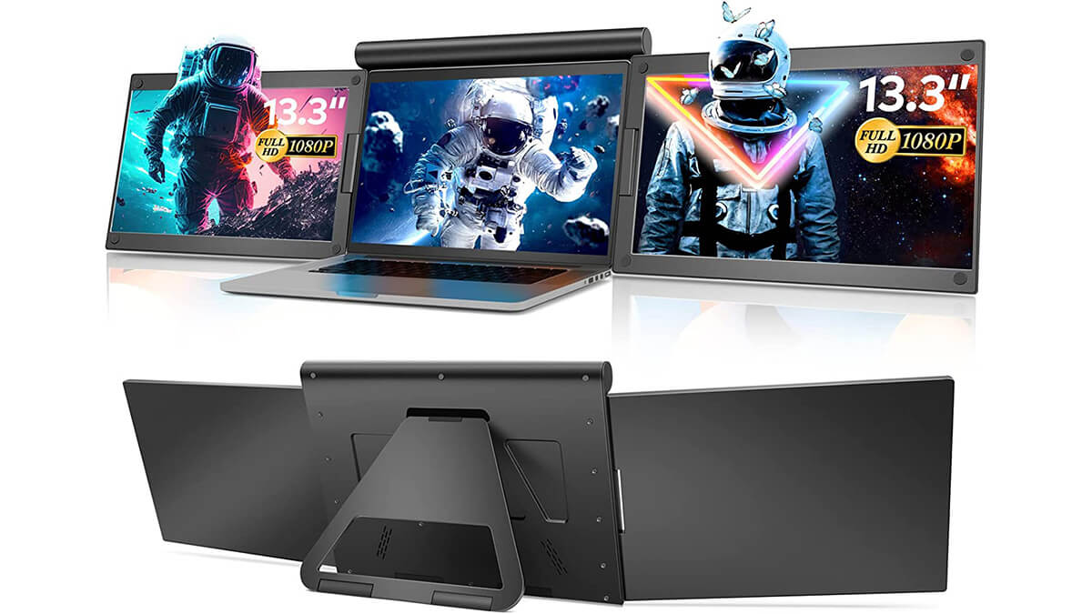 まるで三面鏡!? 13.3インチデュアルモニターがROADOMから登場、43,010