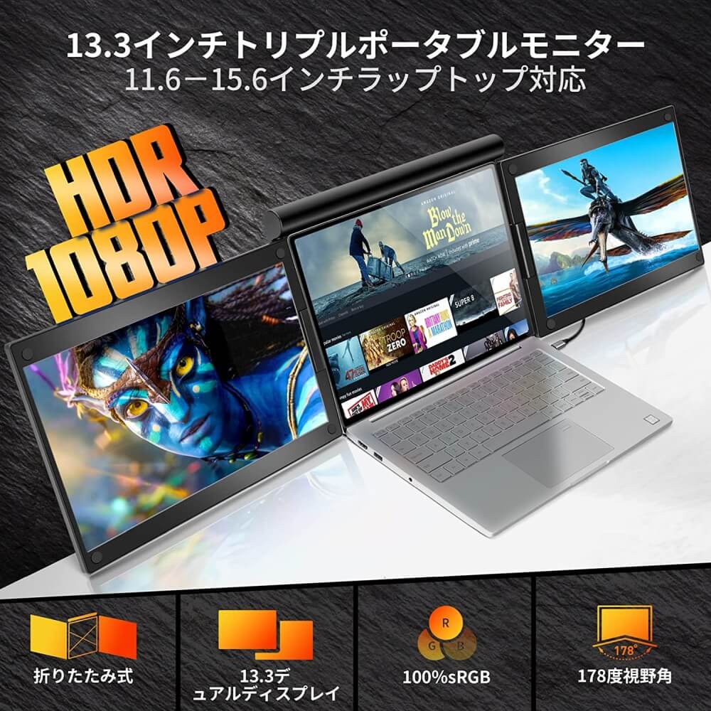 まるで三面鏡!? 13.3インチデュアルモニターがROADOMから登場、43,010