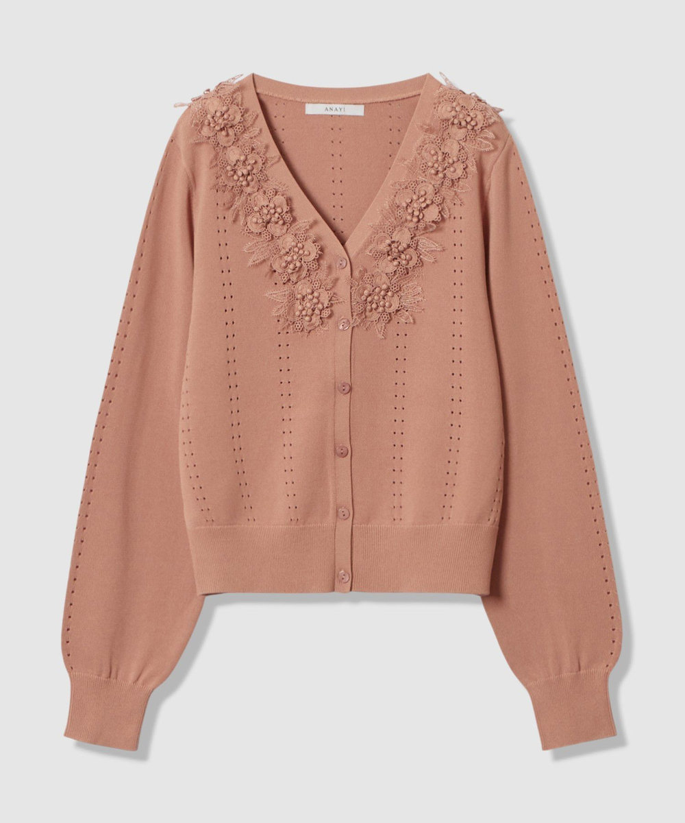 立体フラワーレースV カーディガン|ANAYI OFFICIAL ONLINE STORE