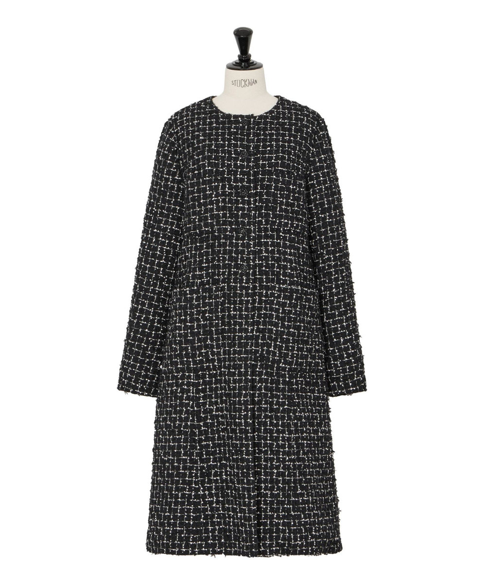 モノトーンチェックツイードロング ジャケット|ANAYI OFFICIAL ONLINE