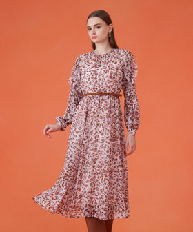 レオパードプリントフリルスリーブワンピース|ANAYI OFFICIAL ONLINE