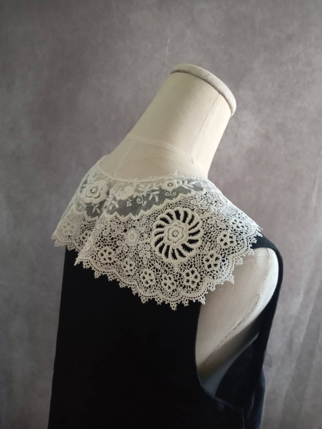 一点物※フランスアンティーク ギュピーヌレースのつけ襟 - AngelicaLeaf