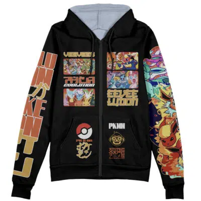 Eeveelution V2 Pokemon Streetwear Zip Hoodie Jacket | Anime Ape