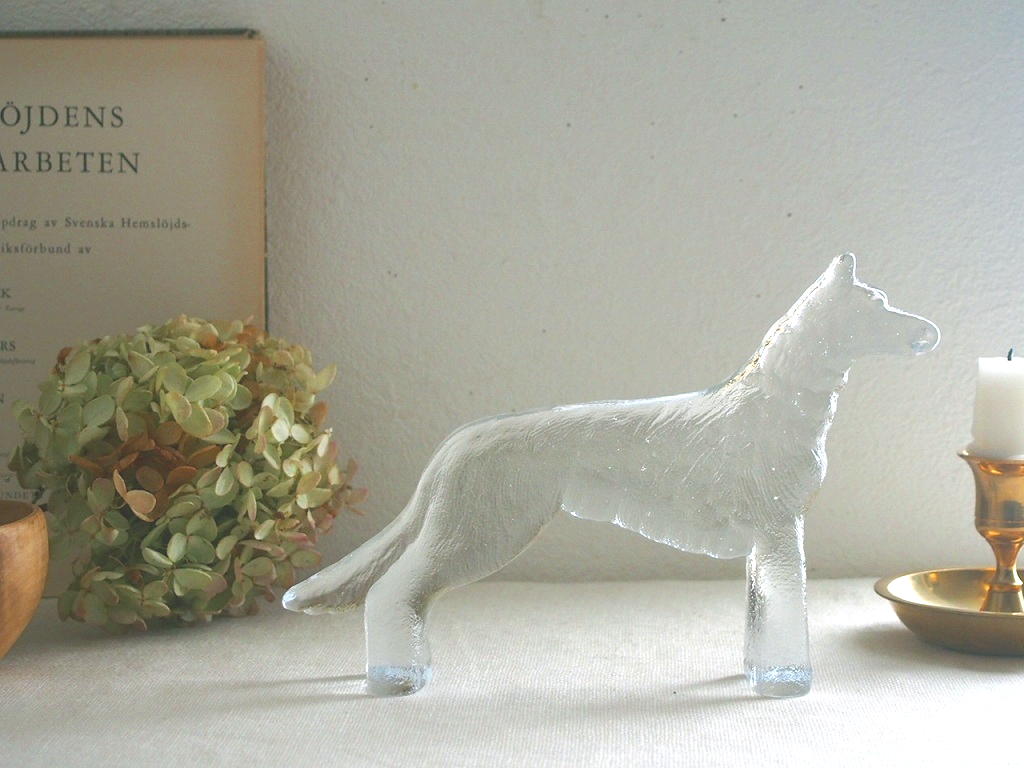 北欧ヴィンテージガラス KOSTA BODA Bertil Vallien クリスタルの犬の