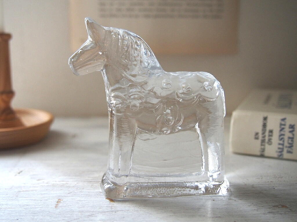 Lindshammar クリスタル ダーラナホース／スウェーデン製 木馬オブジェ