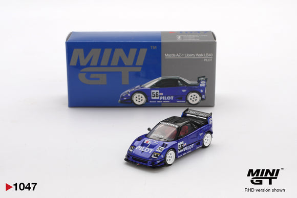 1:64 Mazda AZ-1 Liberty Walk LB40 -- PILOT Blue -- Mini GT MGT01047