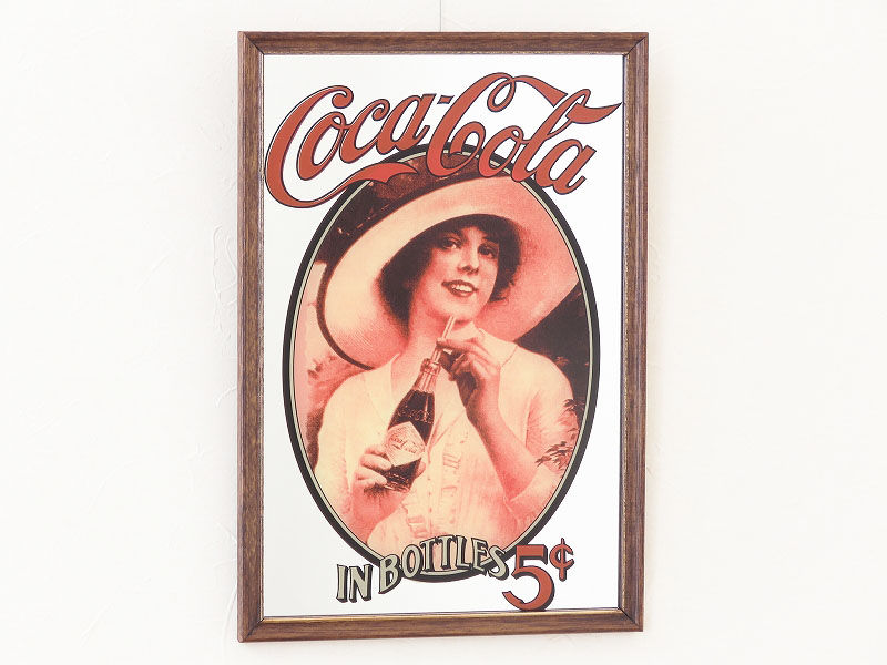 ビンテージ パブミラー コカ・コーラ（Coca-Cola）ボトルを持つ女性（7