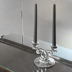 イギリス「シルバープレート＆ガラス キャンドルスタンド