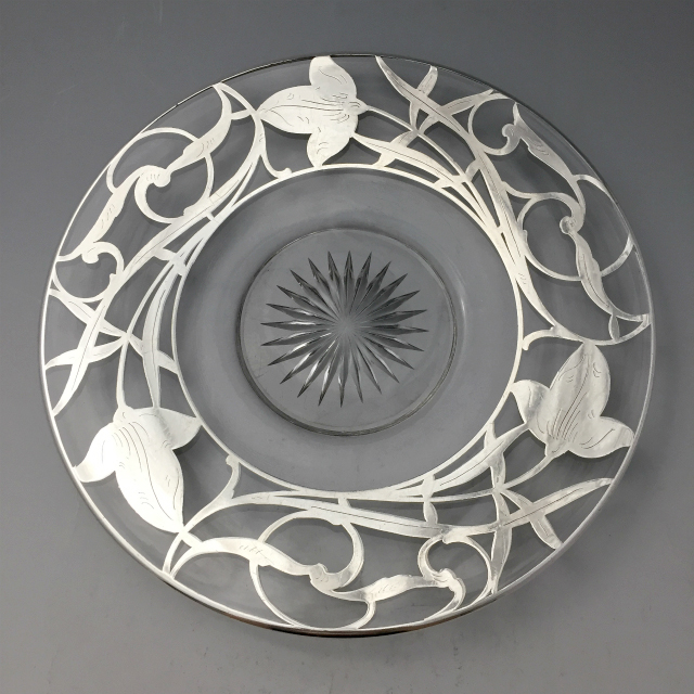 アメリカ「銀装飾 花文様 皿（大）」《アンティックかとう》