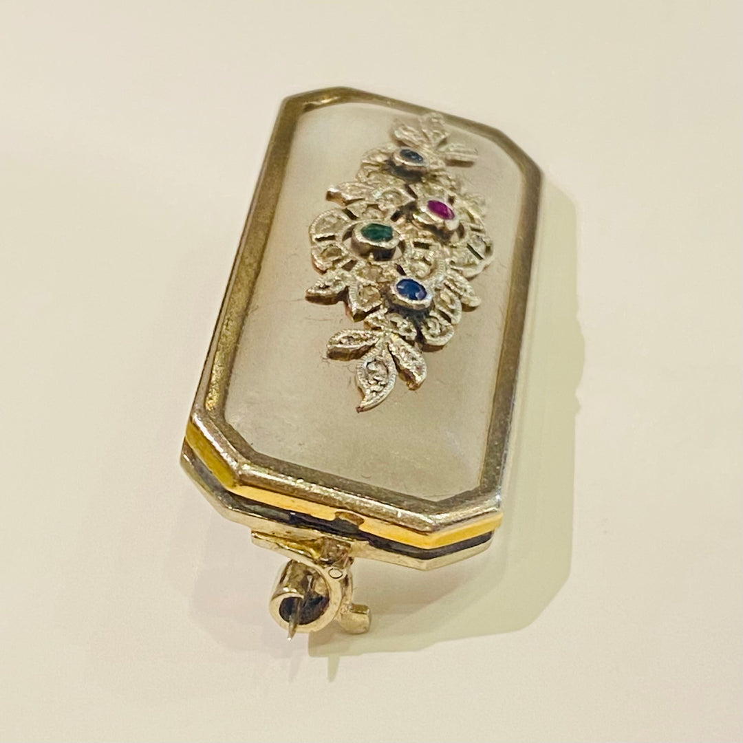 ロッククリスタル・カラーストーンブローチ – 銀座アンティーク・アイ