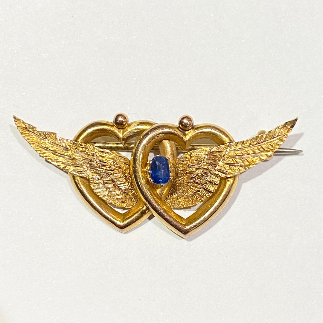 セール19日23時59分まで サフィレットブローチ ダブルハートモチーフ