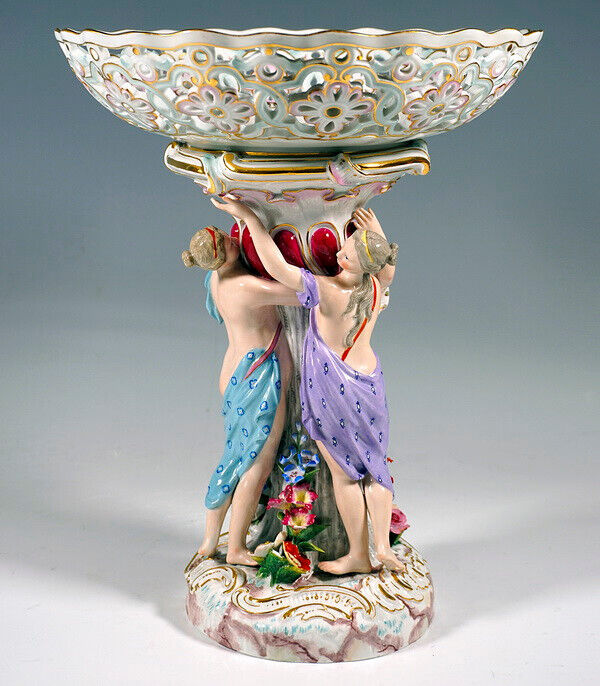 マイセン人形 （フィギュア）テーブルセンターピース型コンポート 三