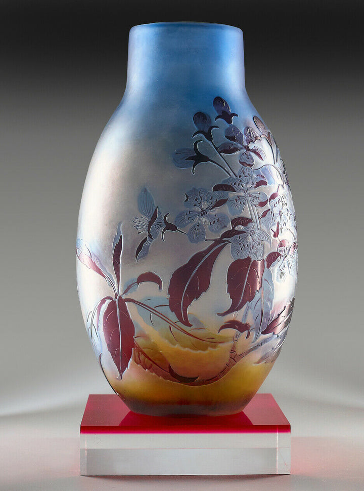 エミール、ガレ海藻彫刻 花瓶 本物保証 エミール、ガレ海藻彫刻 花瓶