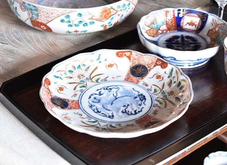 伊万里 特大寸 丼鉢 三つ組 径37cm 明治四十四年新調】美品 伊万里