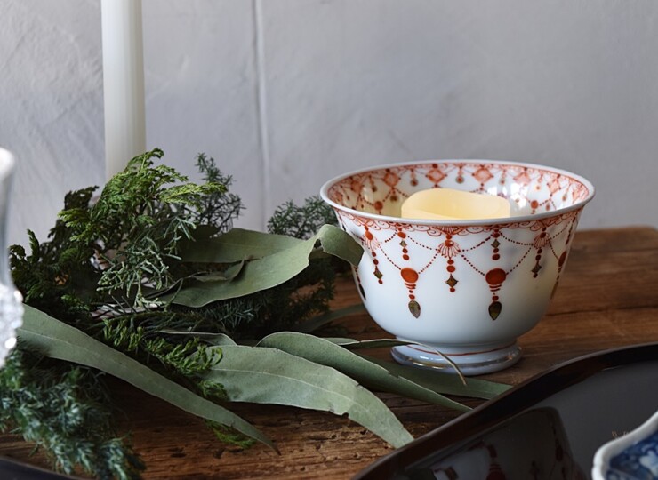 九谷 色絵 瓔珞模様 盃洗 - 生活骨董と古布のアンティークショップ