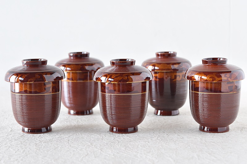 Cecile】輪島塗 岡本陽斎作 小丸椀 5組セット Cecile】輪島塗 岡本陽