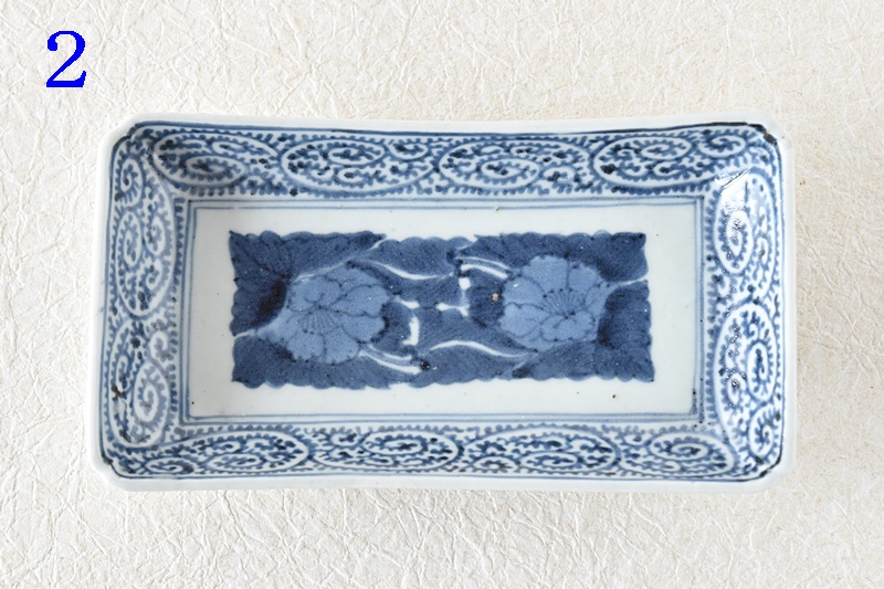 古伊万里 染付 蛸唐草 富貴長春 長皿 - 生活骨董と古布のアンティーク