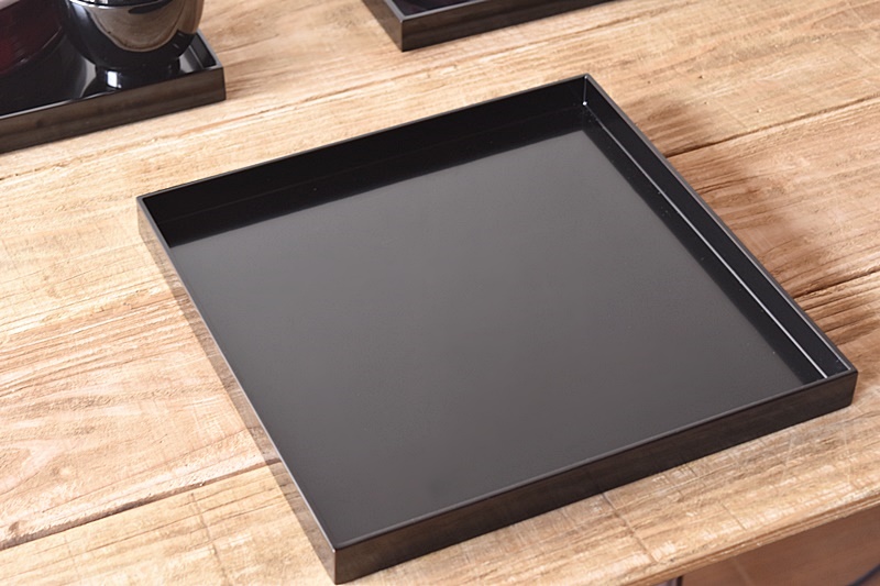 天然木製漆塗 塗師芝仙 利休形 黒塗折敷膳 5客セット - 生活骨董と