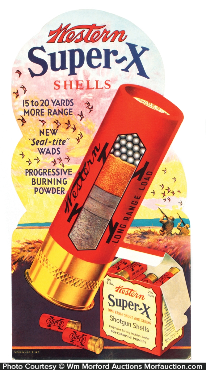Western Super-X Shells Sign • Antique Advertising