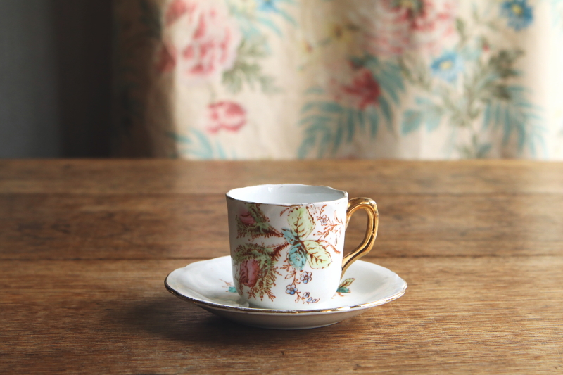 アンティークリュナヴィル luneville モスローズ コーヒーカップ