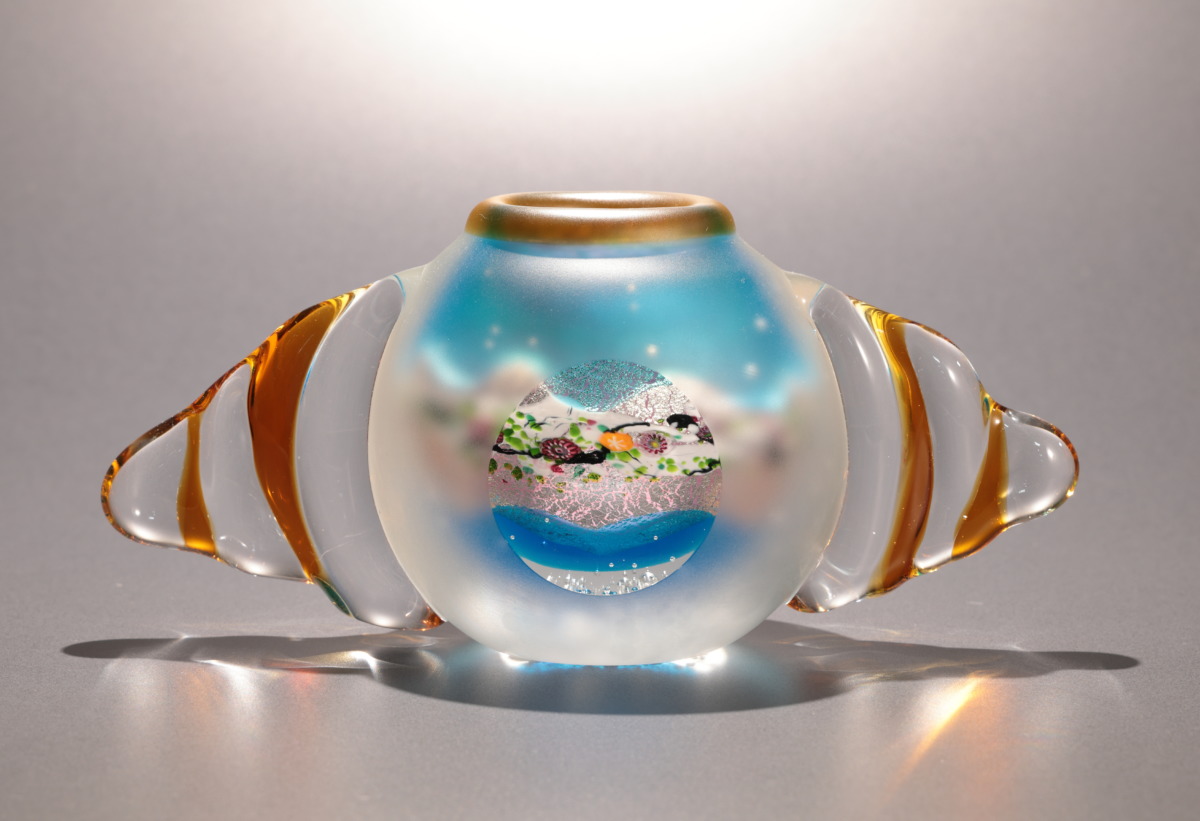 黒木国昭作 プラチナ象嵌「光琳」花器 - 古好屋