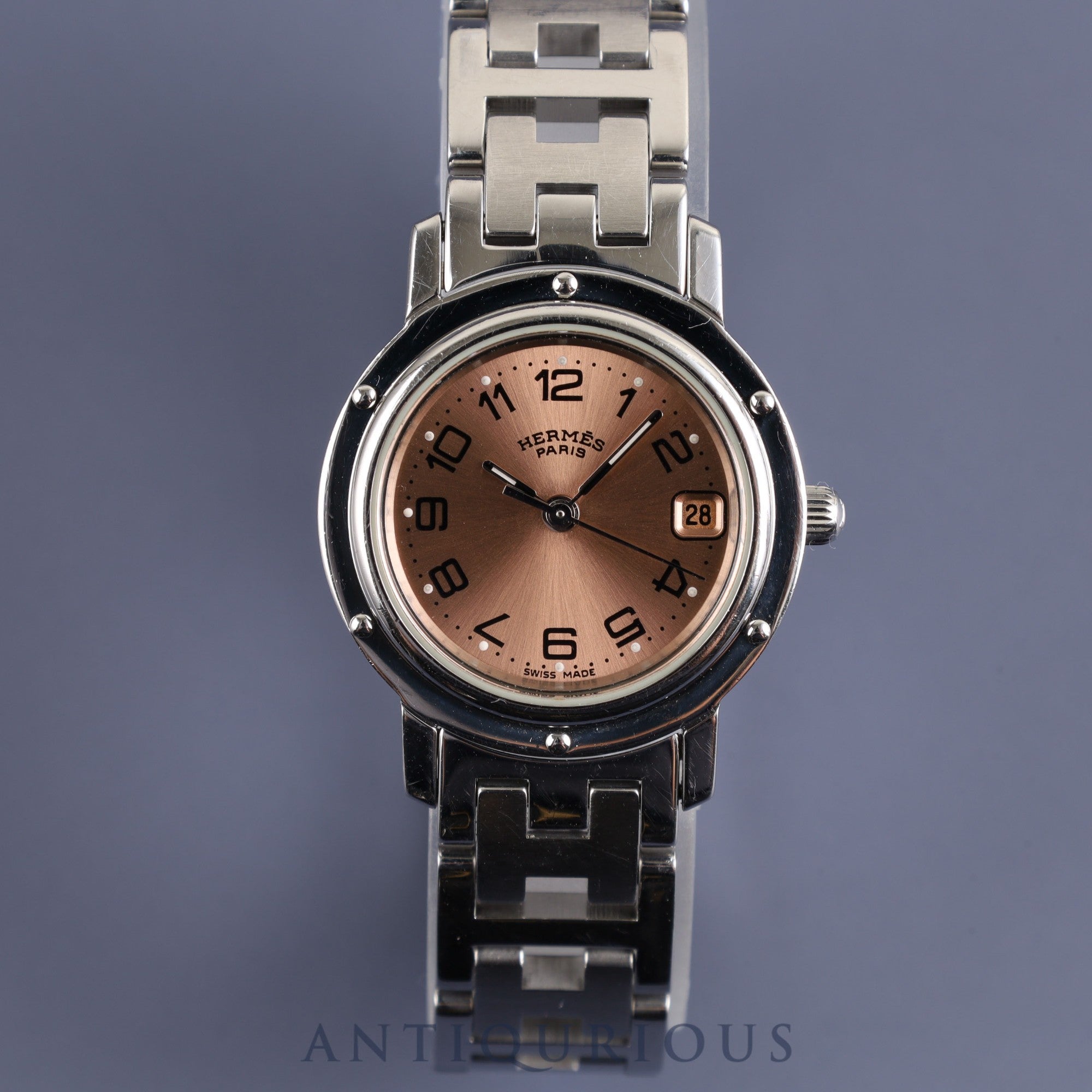 エルメス クリッパー CL4.210 クォーツ SS SS ピンク文字盤 23.8mm