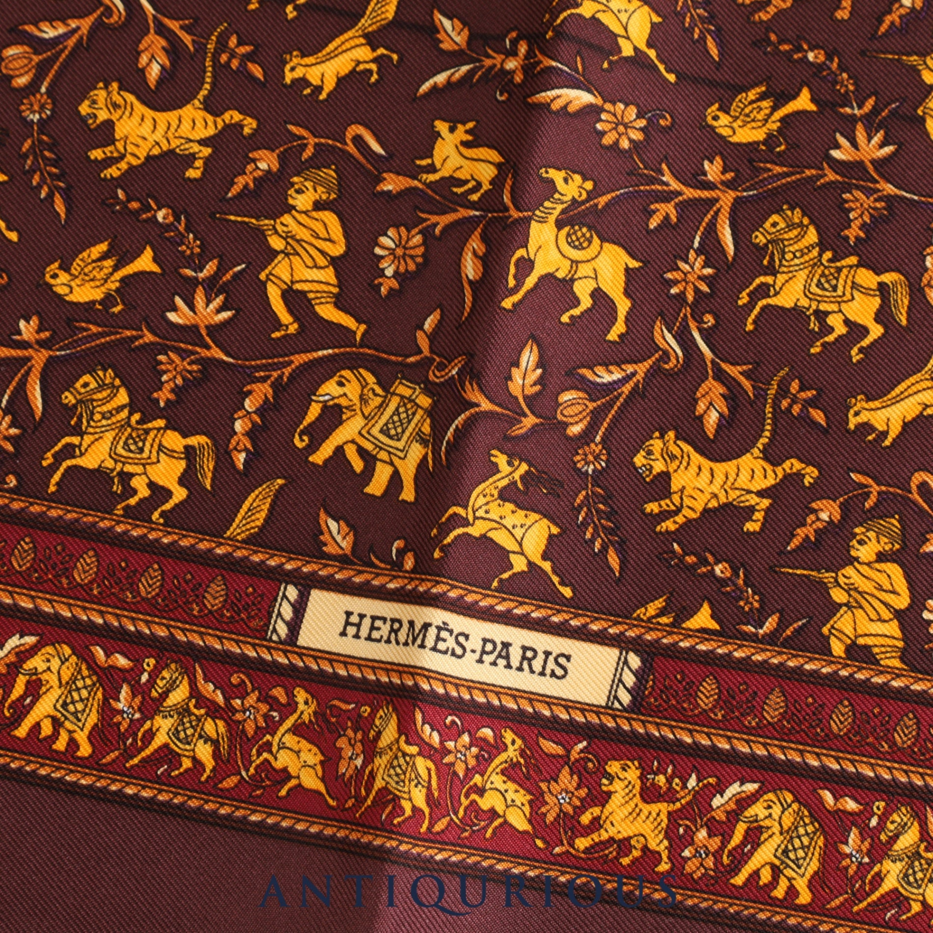 エルメス スカーフ カレ45 CHASSE EN INDE インドの狩猟 SILK100