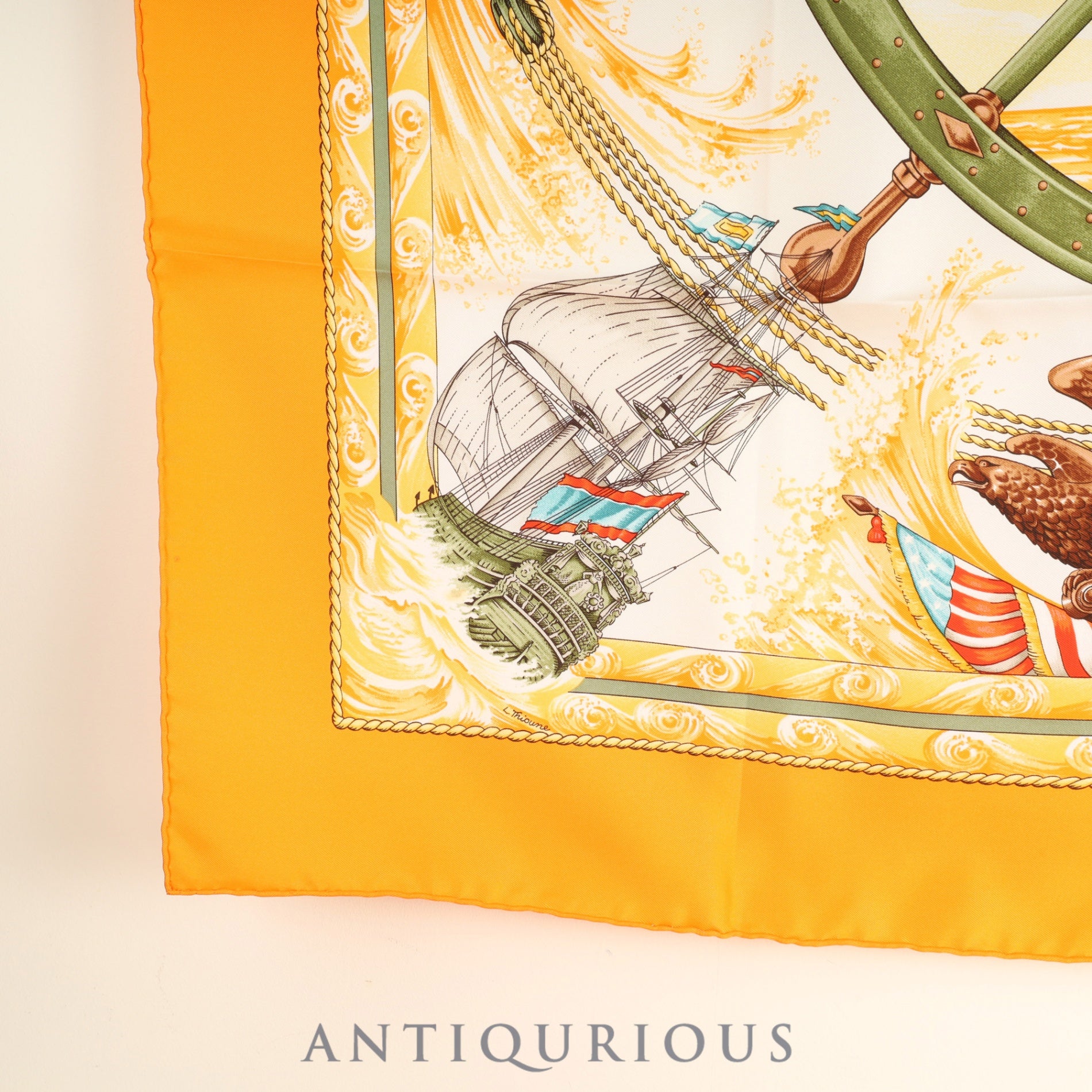 エルメス スカーフ カレ90 VIVE LE VENT 風よ吹け 箱（変色） SILK100