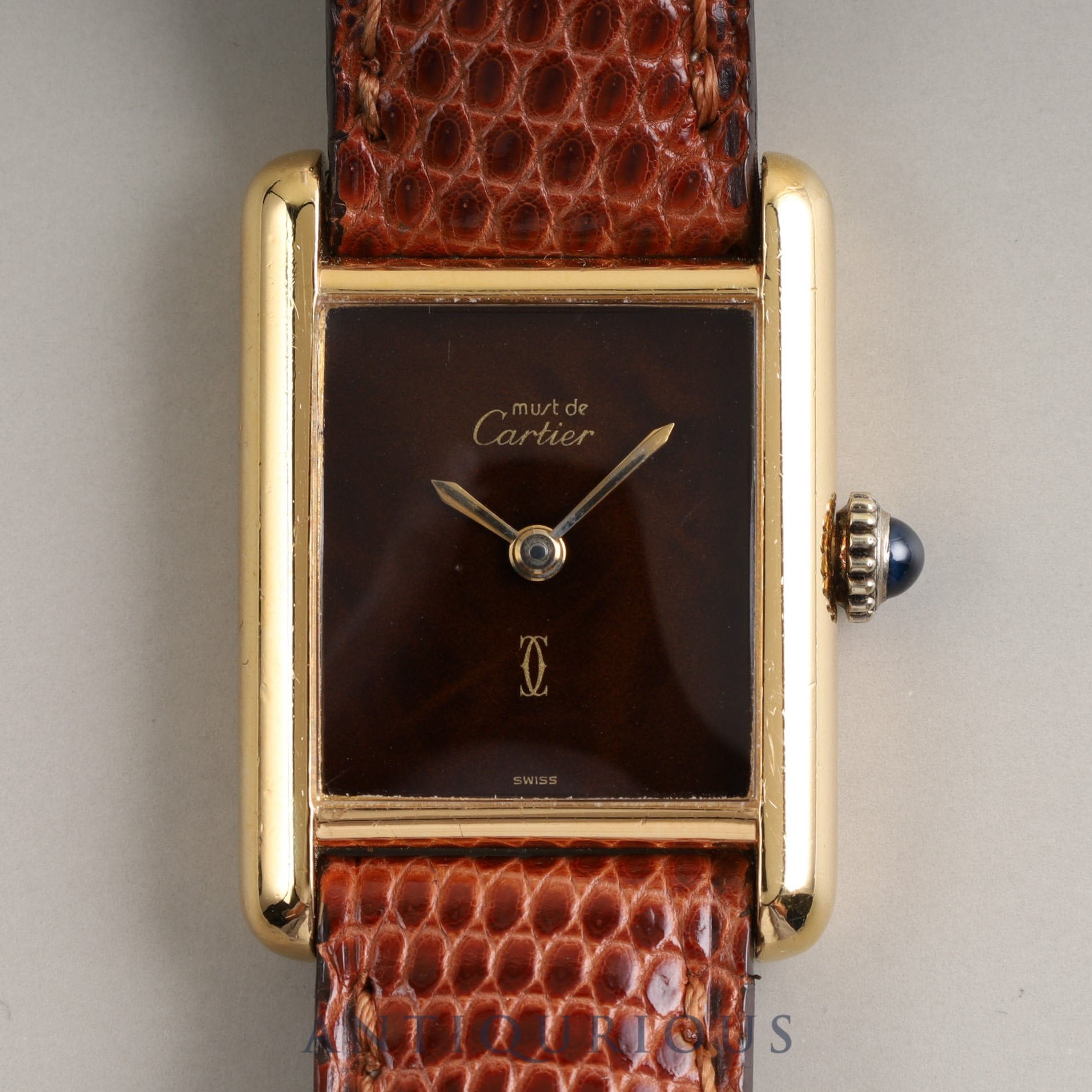 カルティエ マストタンクSM 手巻き SV925 純正ベルト 純正尾錠（GP