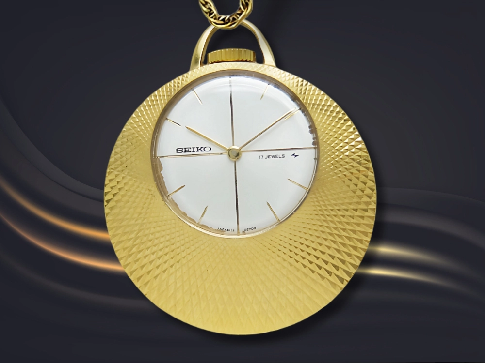 JA-3101| セイコー ペンダントウォッチ 池坊刻印 Cal.21D 金張りケース