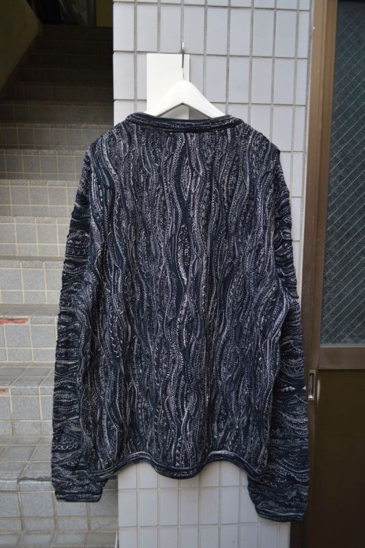 VINTAGE/USED古着 COOGI クージー】3D立体編み総柄ニット モノトーン