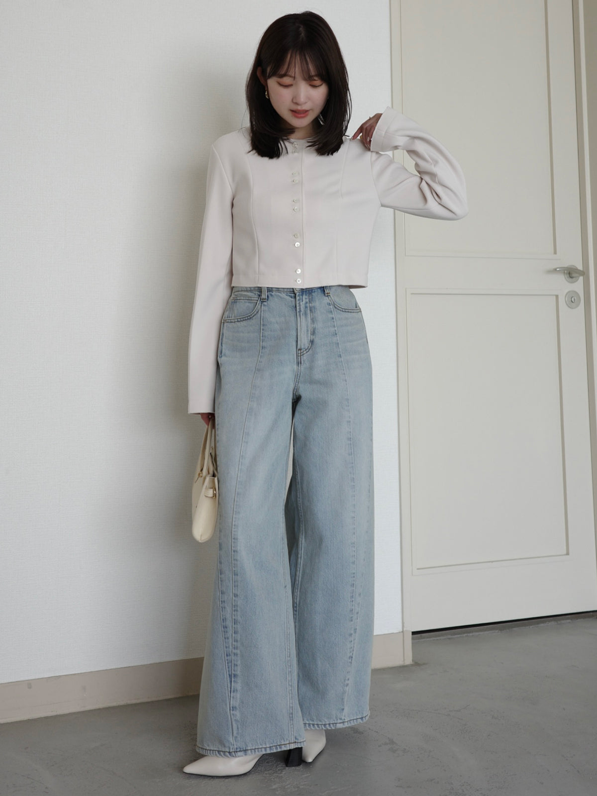 カットジョーゼットショートカーディガン