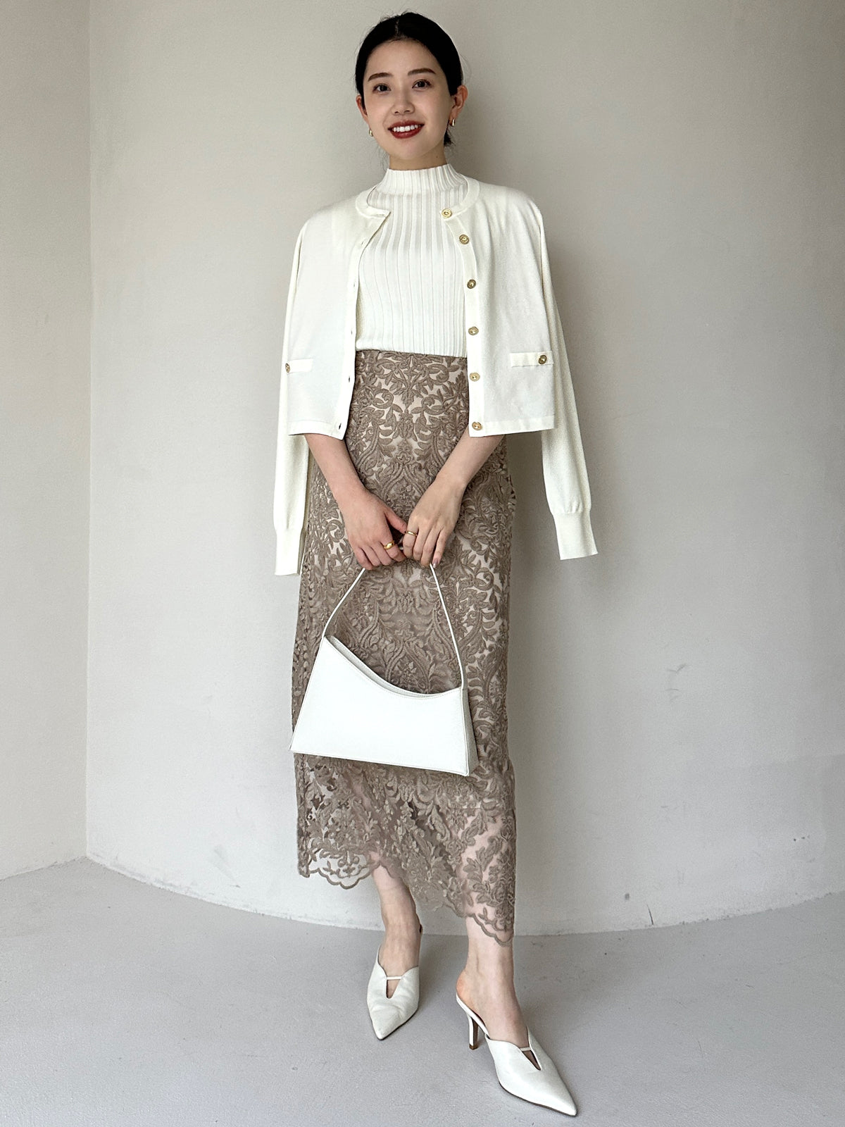 シルクブレンドベーシックニットカーディガン