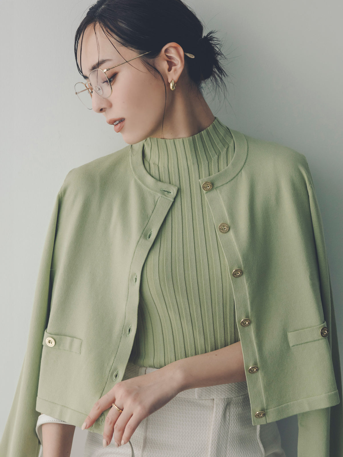 シルクブレンドベーシックニットカーディガン