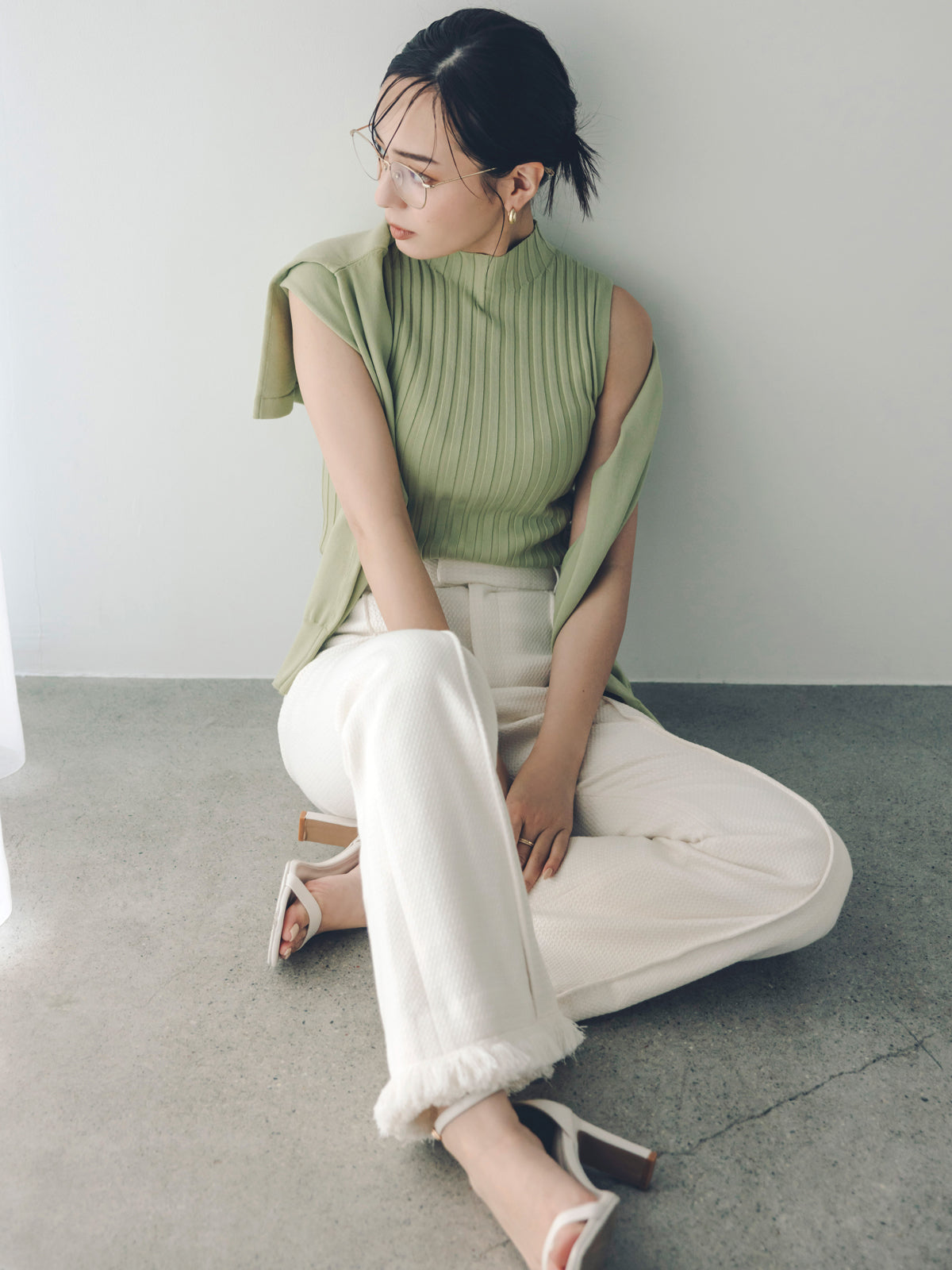 シルクブレンドベーシックニットカーディガン