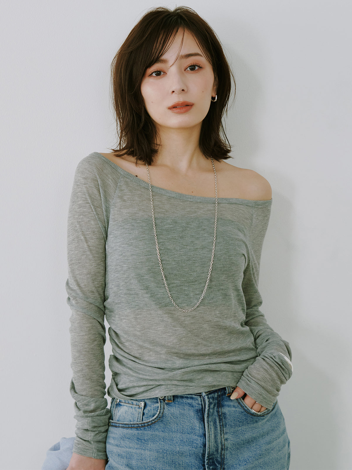 シアーテレコレイヤーカットトップス