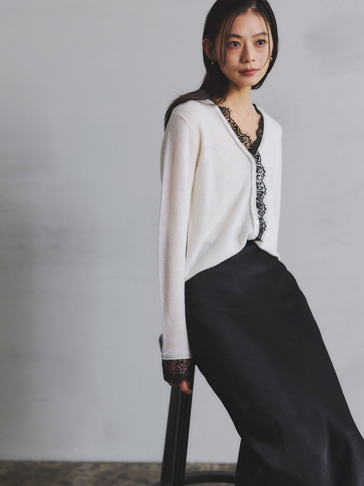 アイラッシュレーストリミングニット