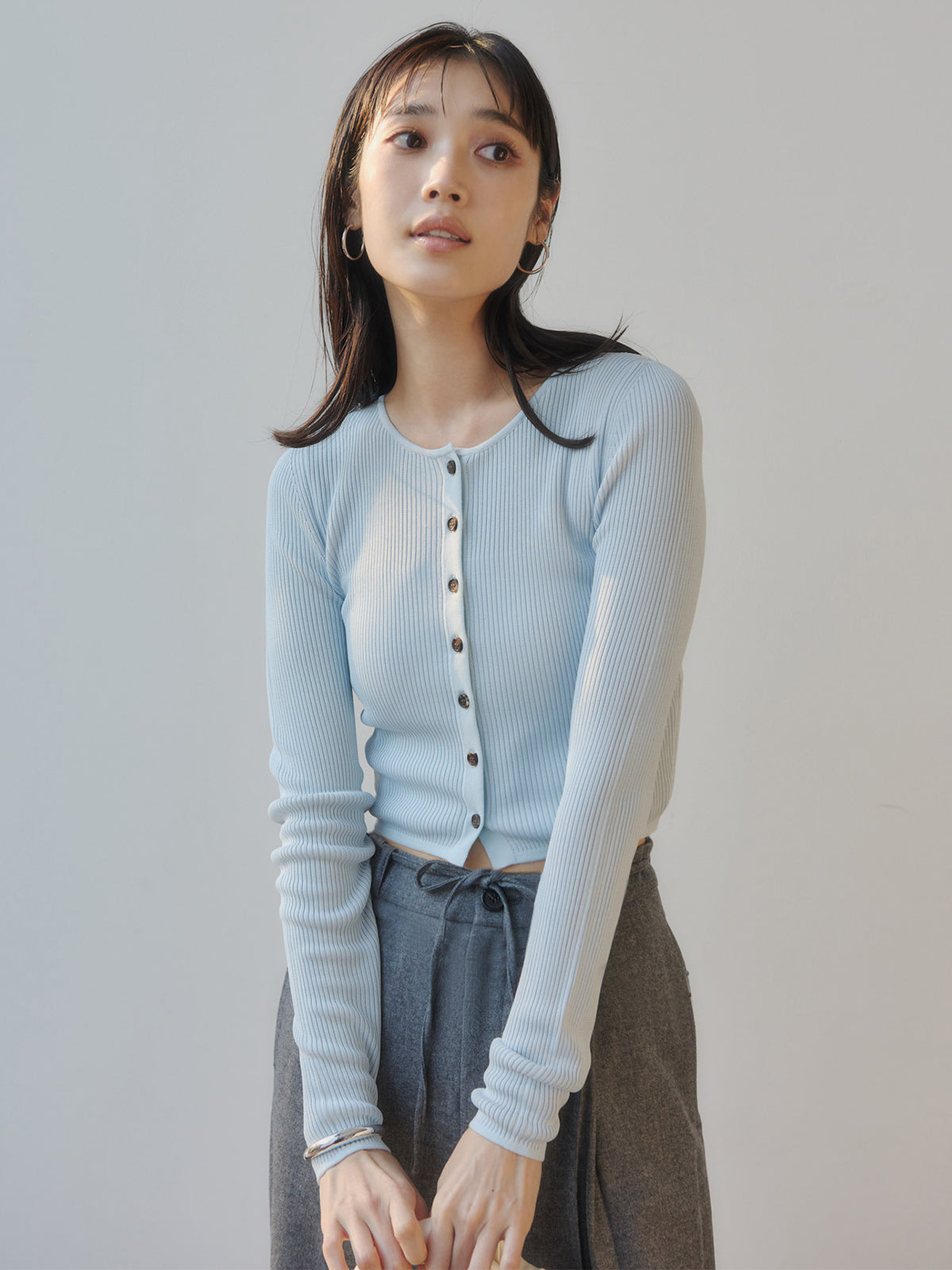 リュクスビスコースリブニットカーディガン