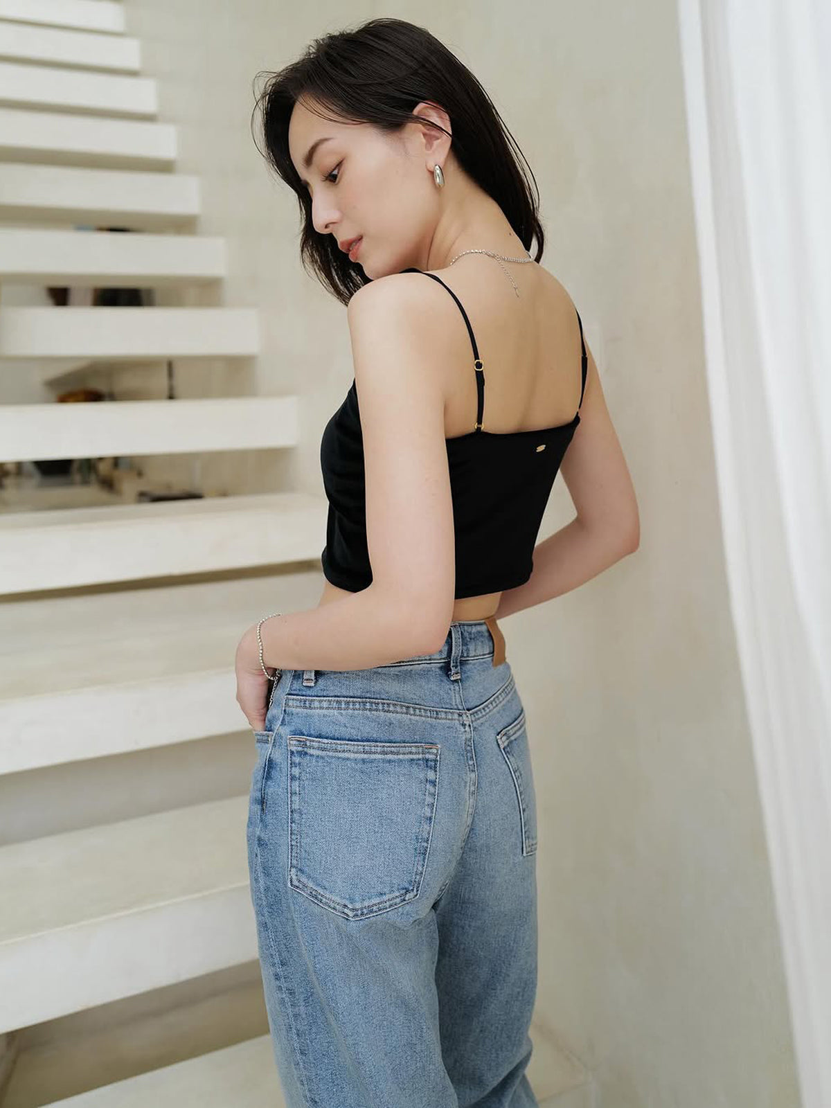 OUR WACOAL×anuans】カップインベロアショートキャミソール