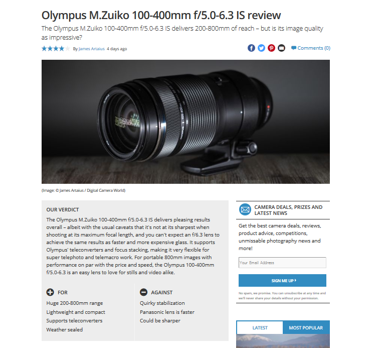 M.ZUIKO 100-400mm F5.0-6.3 ISは望遠側の画質がイマイチだが小型軽量