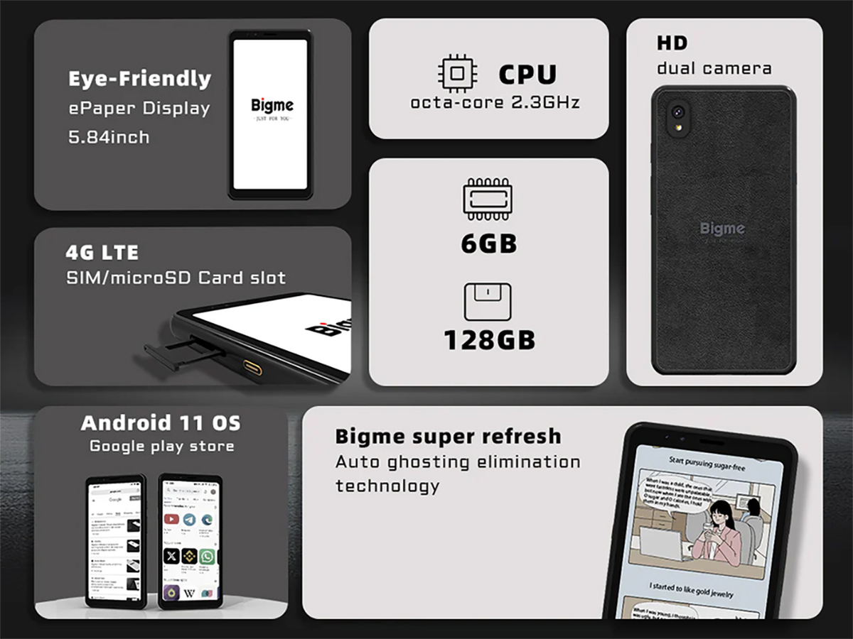 カラーE Ink搭載スマホ「Bigme Hibreak」登場！ 第3のスマホ