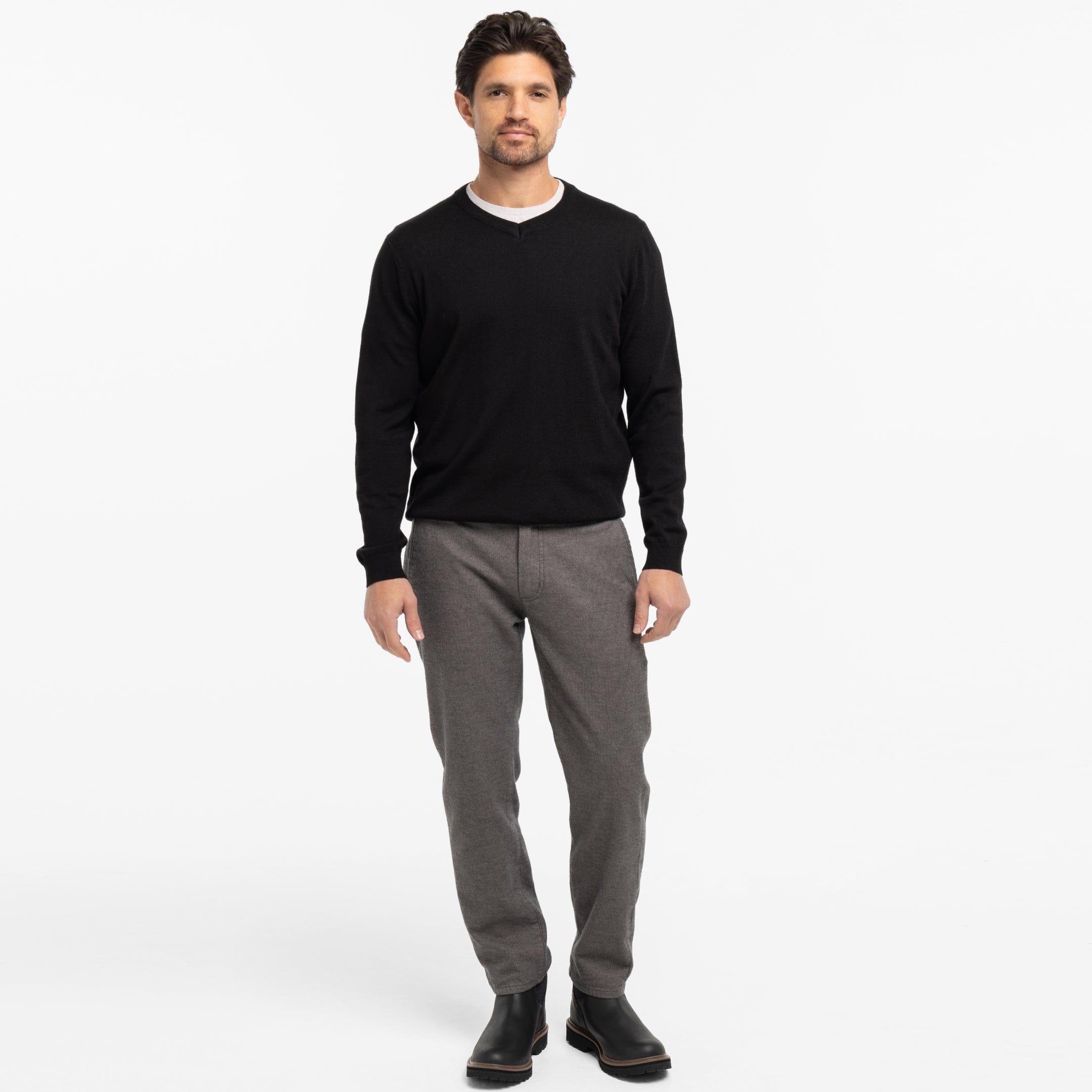 Buy Black Merino V-Neck Sweater for Short Men | Ash & Erie