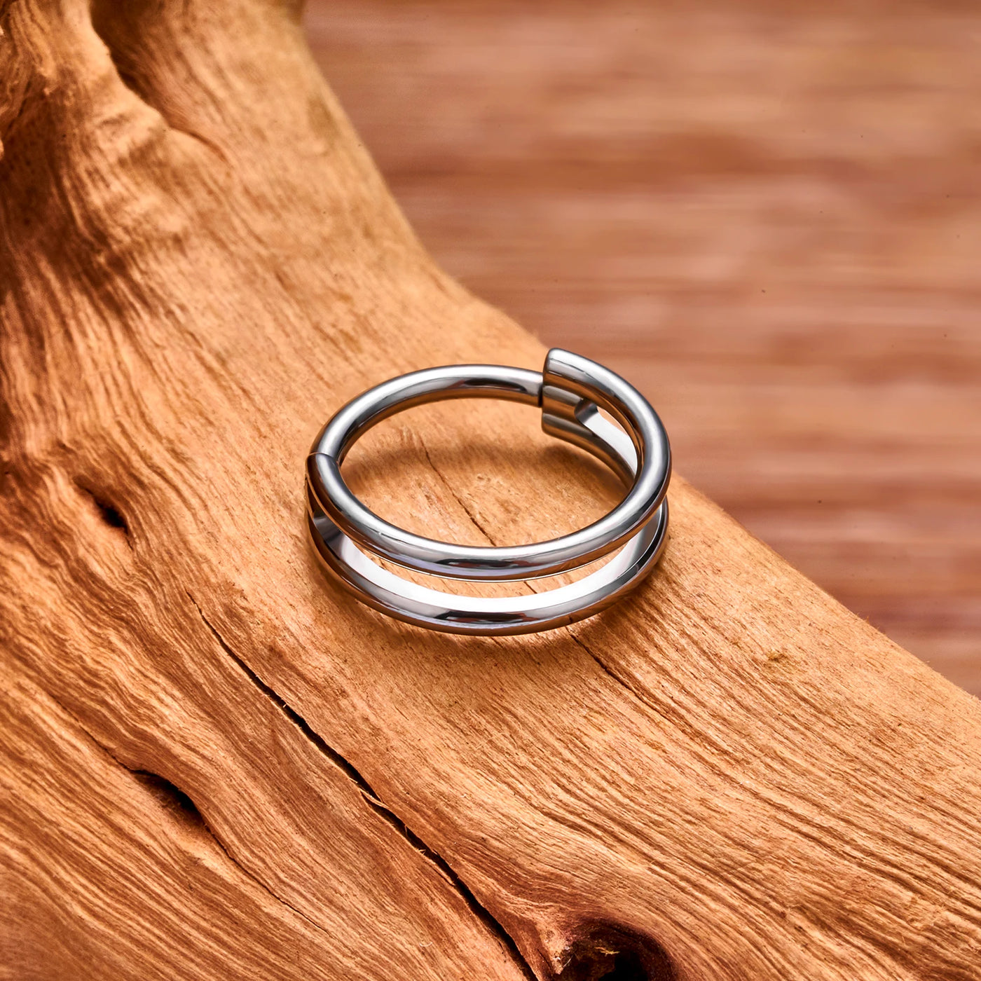 Double conch hoop in black silver gold made of titanium helix