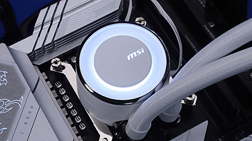 実測300W超えのCore i9-14900Kも冷やせる！MSIの白い360mm水冷クーラー