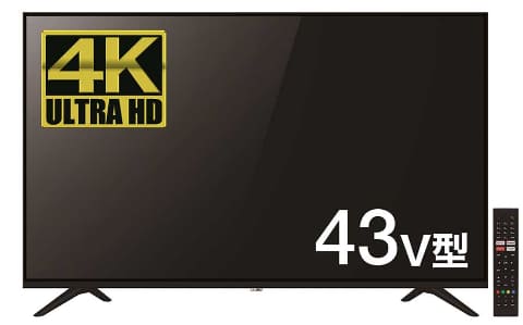 チューナーレスで配信特化の4K対応「43型スマートテレビ」 - AV Watch