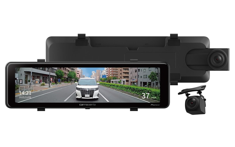 パイオニア、前後2カメラタイプのデジタルミラー型ドライブレコーダー