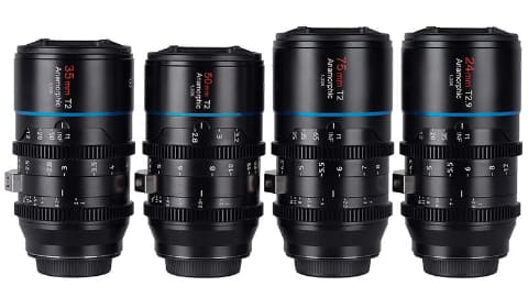 SIRUI、焦点距離24・35・50・75mmのアナモルフィックレンズ4本セット