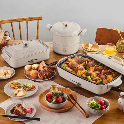 ブルーノ、柔らかな限定色アッシュグレイズのホットプレートや電気調理