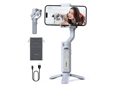 手ぶれ補正を3倍性能向上したスマホジンバル。自撮りライト付きも - PC